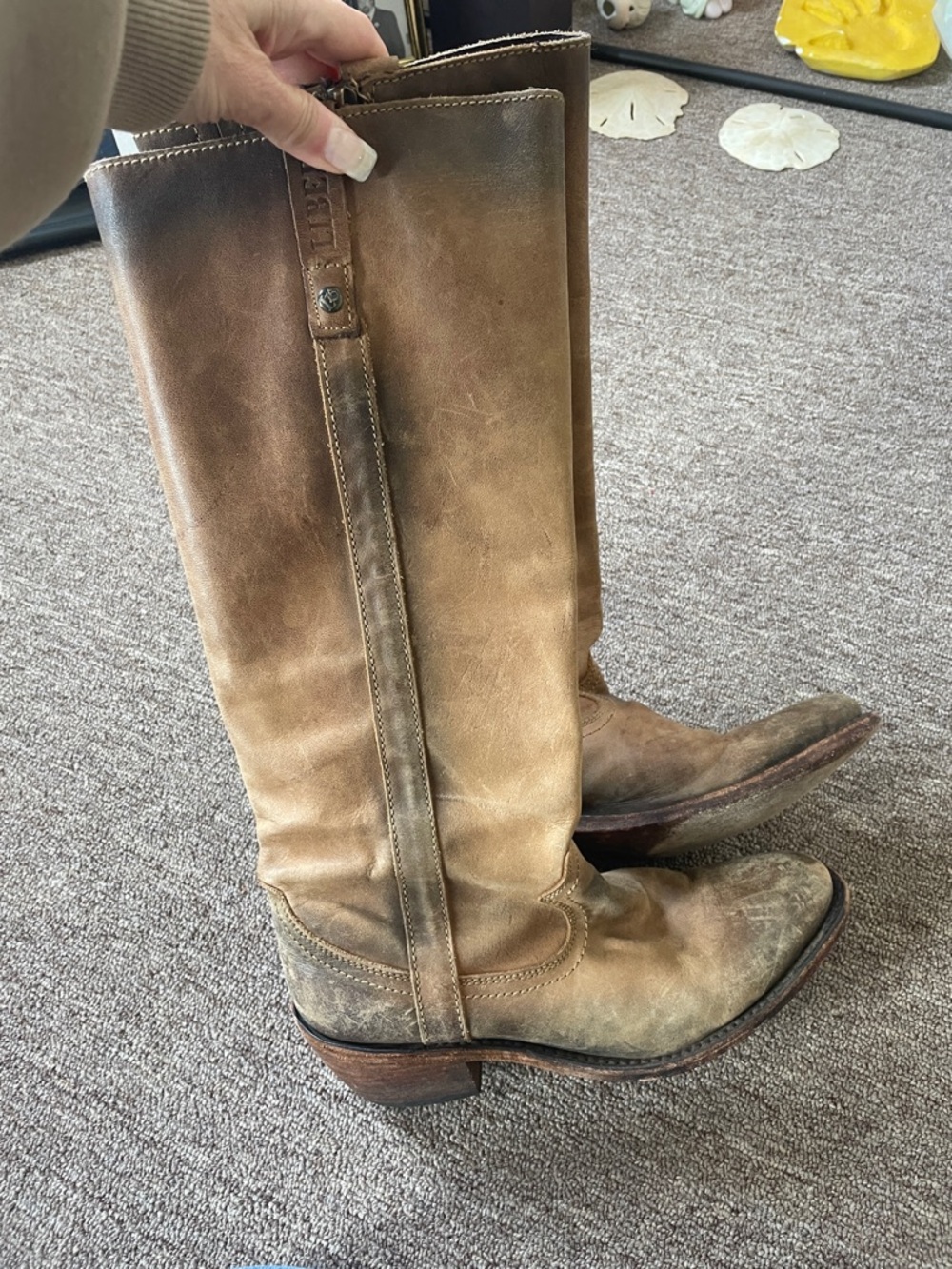 Liberty Tambor Tan Distressed Leather Knee Boots - Picture 7 of 9